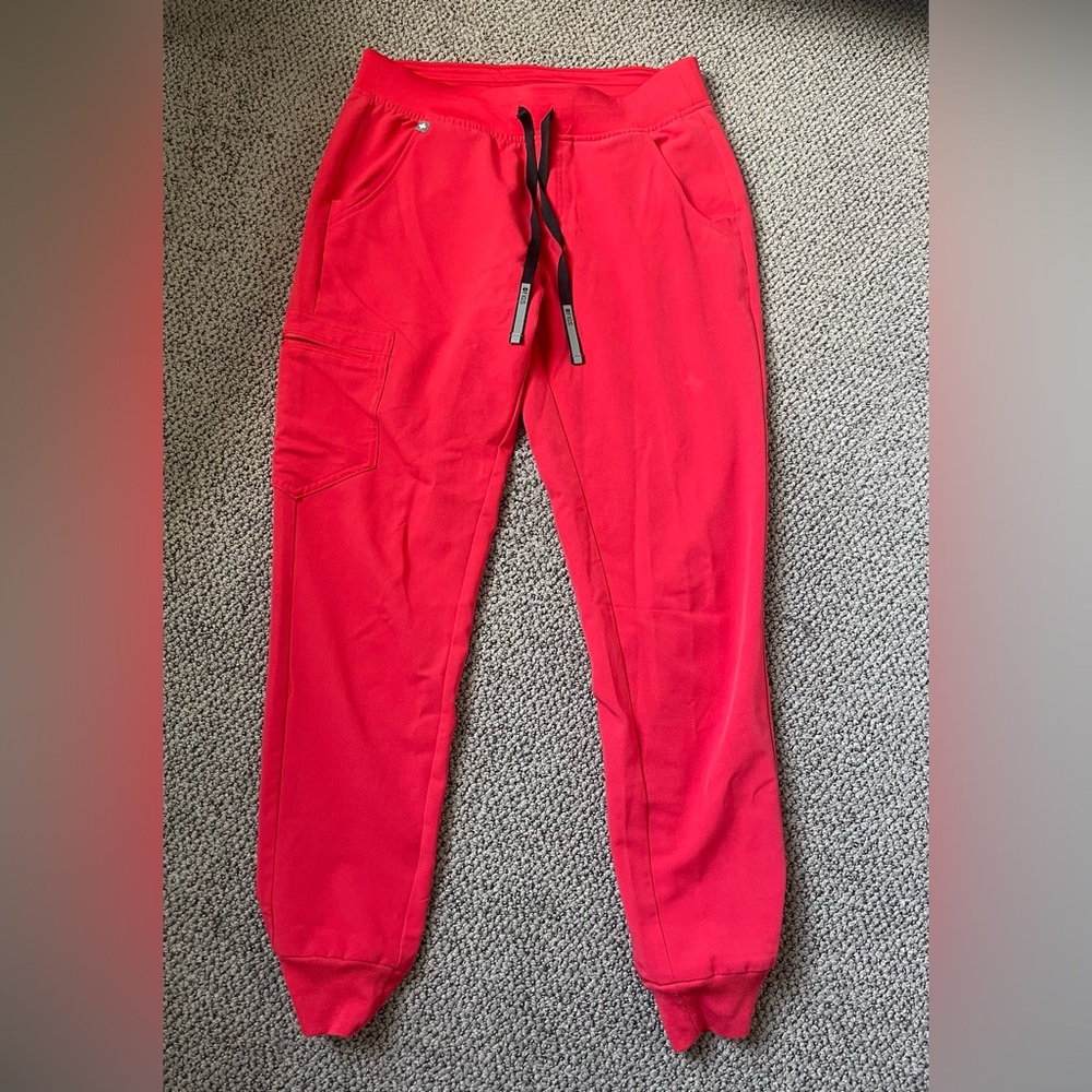 Neon Red Figs Scrub Pants